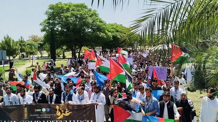 تظاهرات دانشجویان حامی غزه در اسلام‌آباد به روایت تصویر