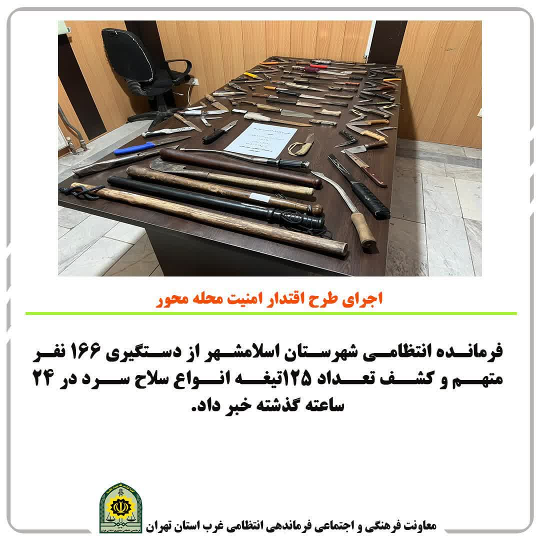 اجرای طرح اقتدار امنیت محله محور و دستگیری ۱۶۶نفر متهم در اسلامشهر