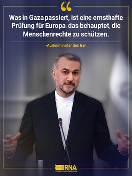 Iranischer Außenminister: Gaza ist ein gefährlicher Test für Europa