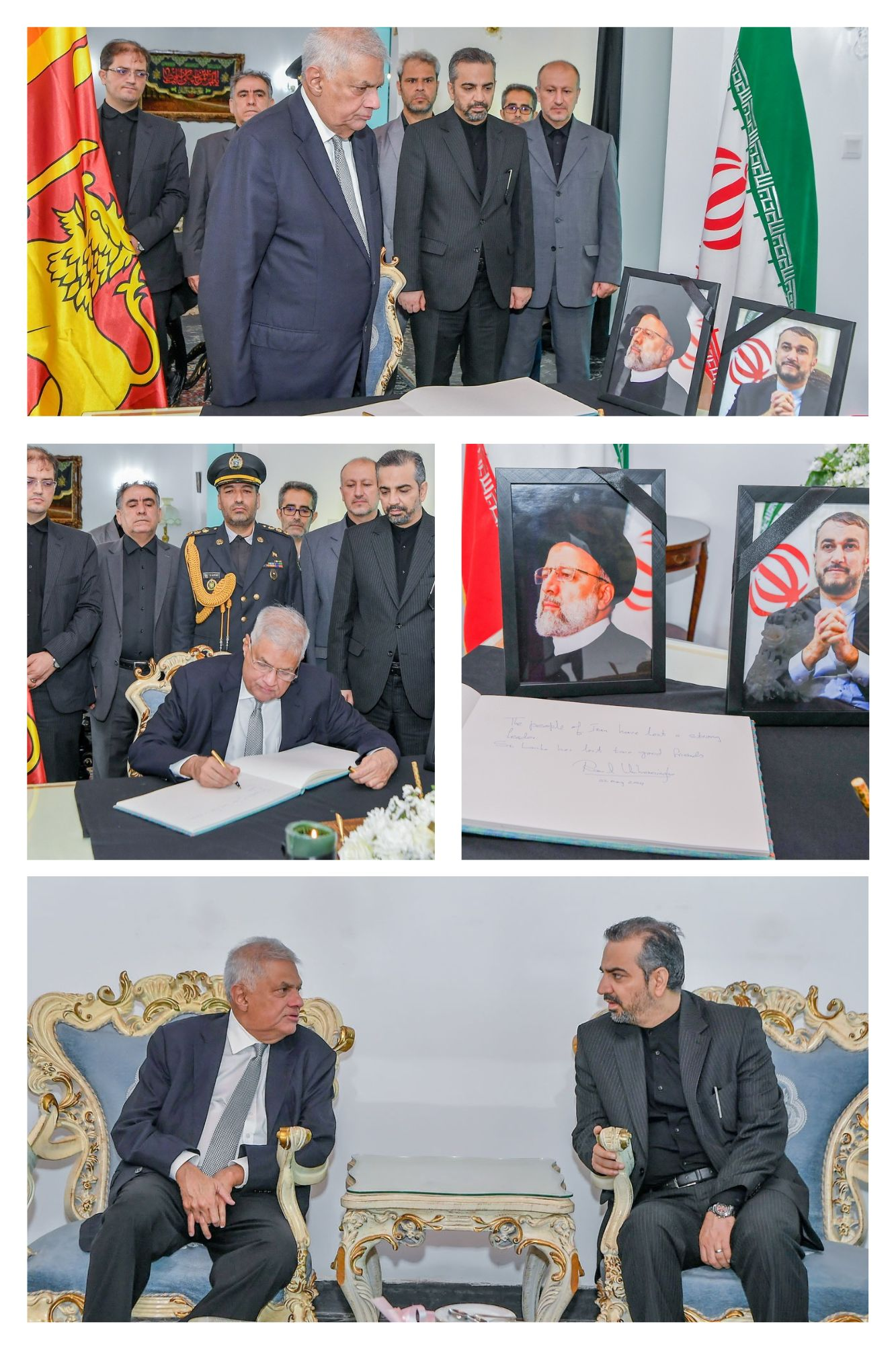 حضور رئیس‌جمهوری سری‌لانکا در سفارت ایران برای همدردی با مردم ایران