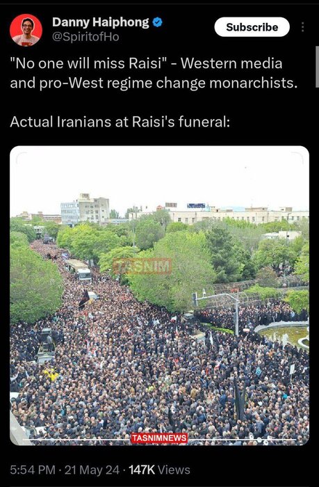Foreign activists’ reactions to Raisi’s Tehran funeral