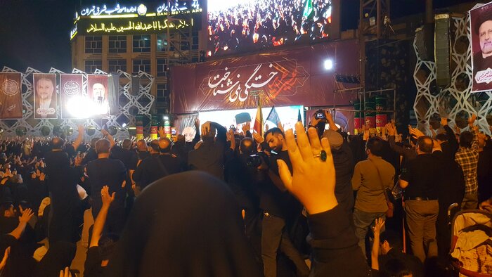 شام غریبان شهدای خدمت با غریو لبیک یا امام حسین(ع) + فیلم