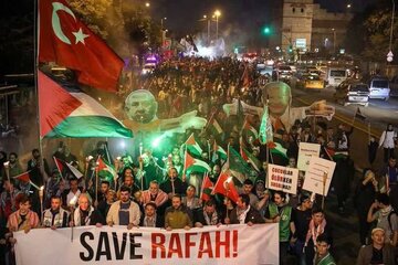Mass demonstration held in Istanbul in support of Gaza
