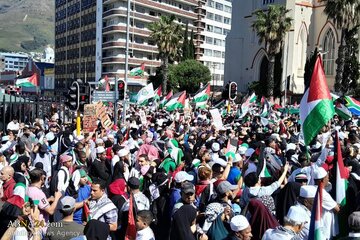 تظاهرات مردم آفریقای جنوبی در حمایت از فلسطین