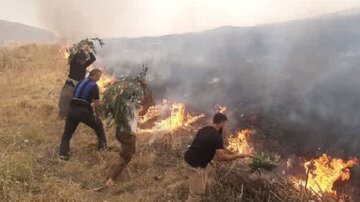 آتش‌سوزی در ۷۰ هکتار از مراتع و مزارع سرپل‌ذهاب