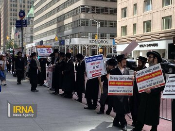 تجمع و تقابل یهودیان موافق فلسطین و اسرائیل در خیابان‌های منهتن نیویورک + فیلم