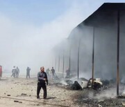 فیلم| آتش‌سوزی در کالاهای اتوبار جیرفت