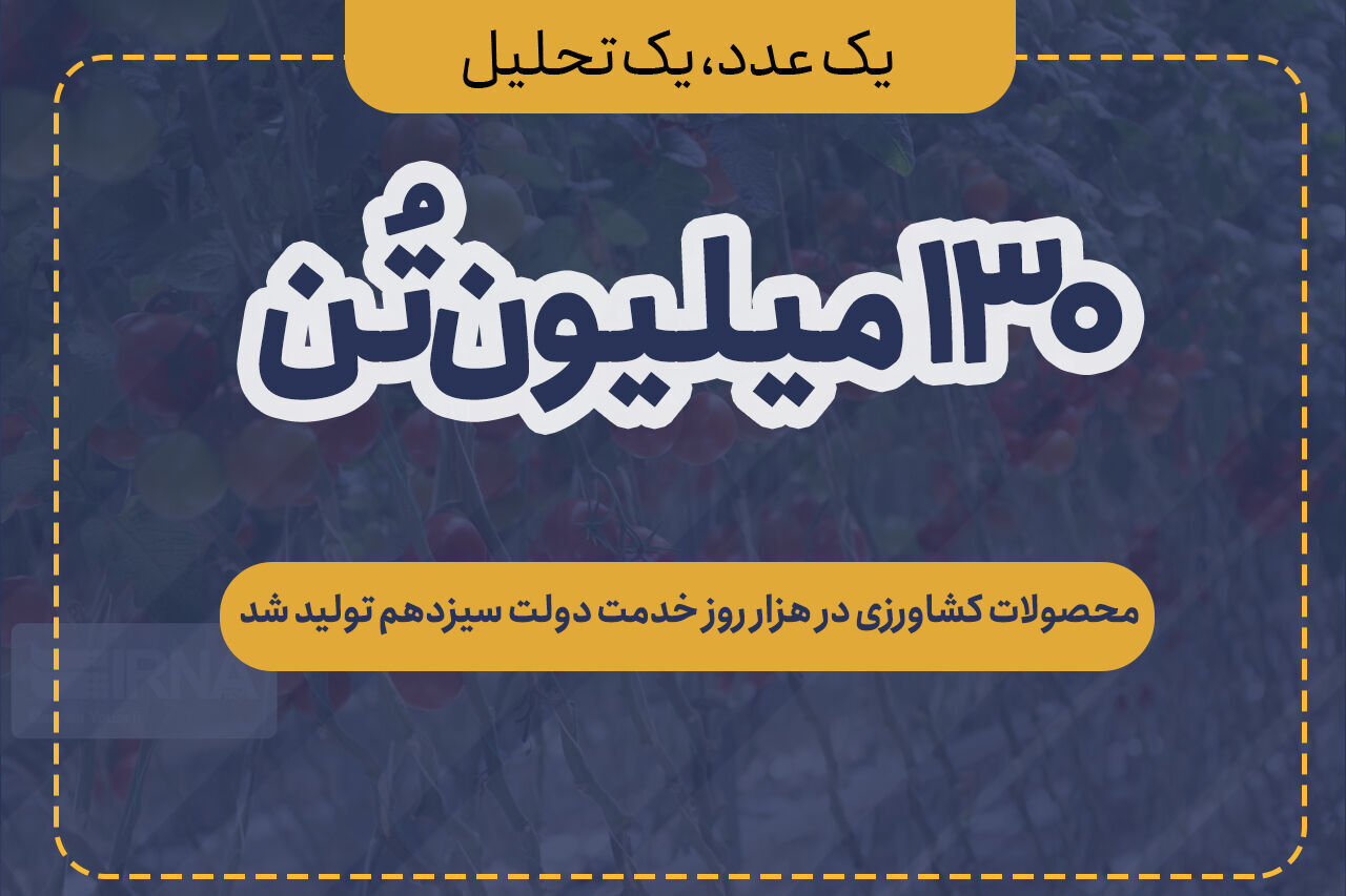 ایران کی 13 ویں حکومت کے ایک ہزار دنوں میں زرعی مصنوعات کی پیداوار 130 ملین ٹن تک پہنچ گئی