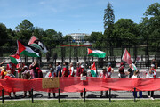 تجمع هزاران معترض حامی فلسطین در مقابل کاخ سفید + فیلم