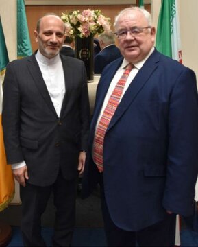 دستیار وزیر و مدیرکل غرب اروپای وزارت امور خارجه با رئیس پارلمان ایرلند دیدار کرد