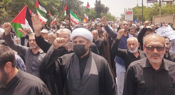 راهپیمایی مردم قم در محکومیت جنایات رژیم صهیونیستی علیه مردم مظلوم غزه