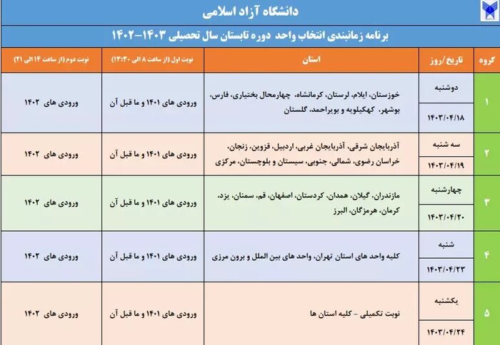 انتخاب واحد تابستان دانشگاه آزاد از ۱۸ تیر آغاز میشود