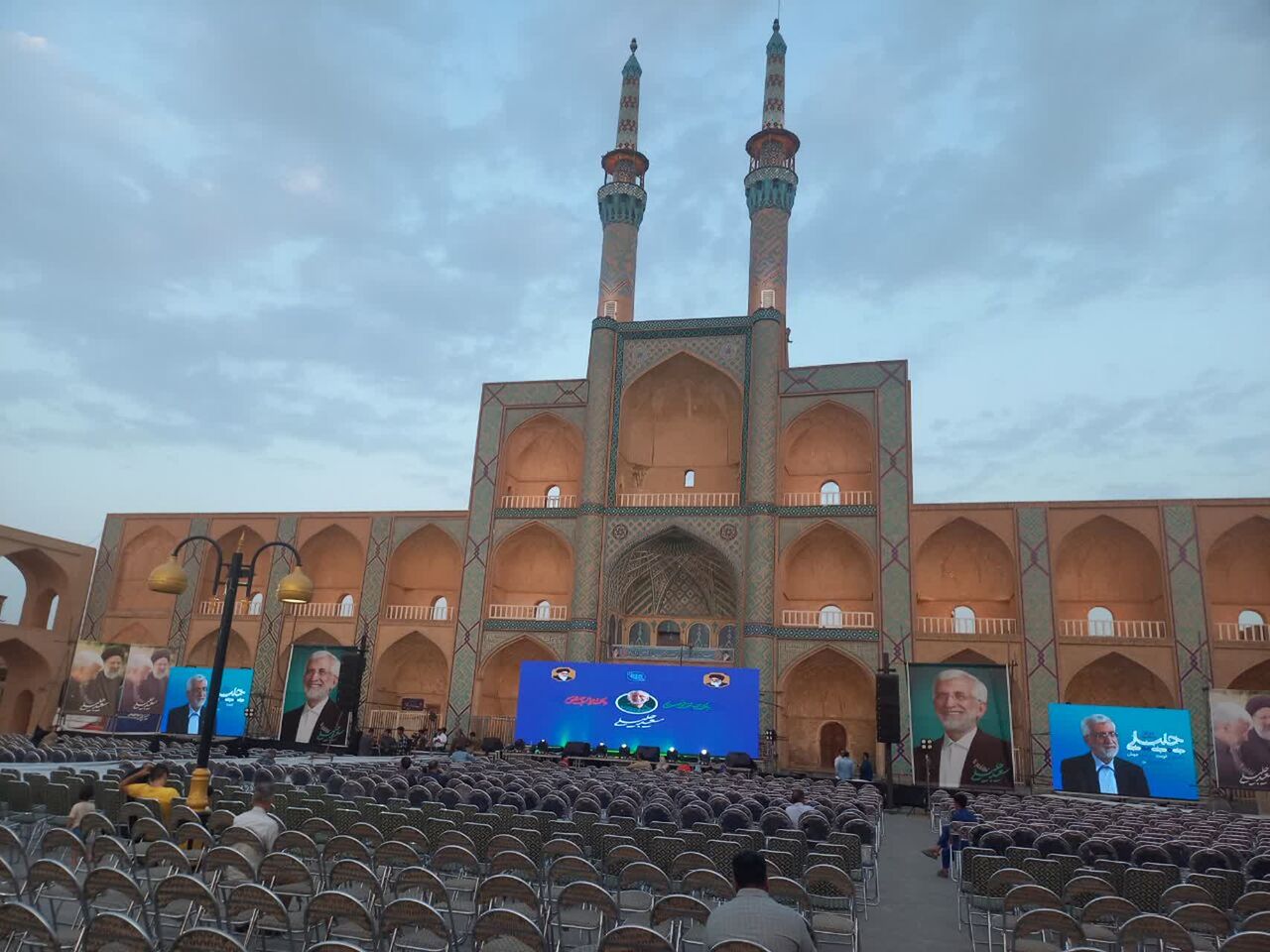 فیلم| میدان امیرچخماق یزد آماده سخنرانی سعید جلیلی برای تبلیغات انتخابات ریاست جمهوری