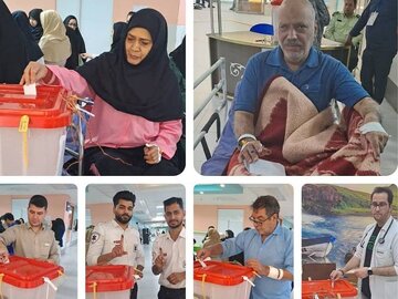 فیلم| نقش‌آفرینی بیماران و کادر درمان بیمارستان قائم مشهد در انتخابات (۱۹)