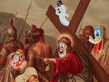 تابلوی مسیح با شخصیت‌های لونی تونز پس از تهدید به خشونت حذف شد