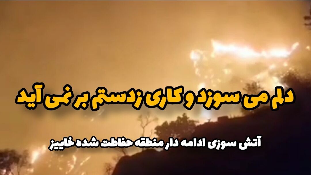 فیلم | ادامه آتش سوزی در منطقه خائیز کهگیلویه و بویراحمد