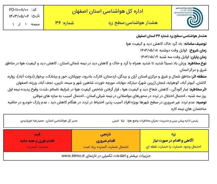 دمای هوای اصفهان تا پایان مرداد فراتر از نرمال است