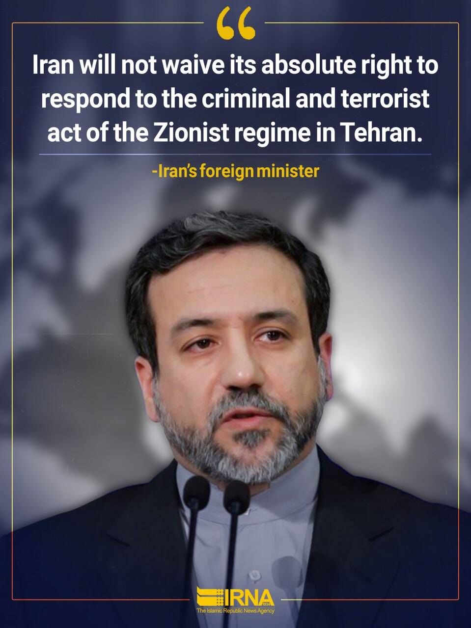 Iran reserves right to respond to Zionist regime's criminal act