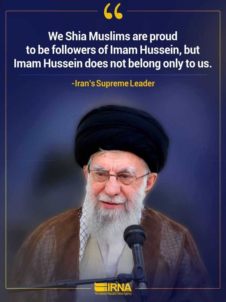 Iran’s Supreme Leader: Hussein (AS) belongs to humanity