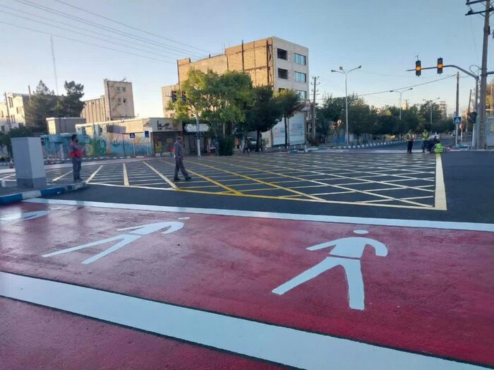 نخستین طرح ایمنسازی و ترسیم نقوش ترافیکی در سبزوار اجرا شد