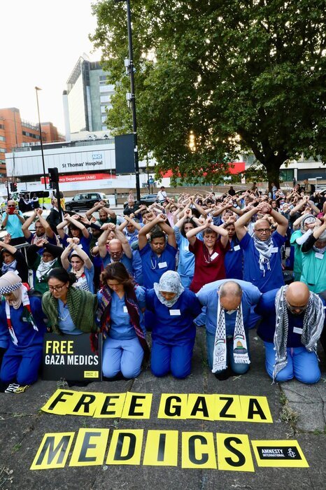 British medical workers hold pro-Palestinian sit-in in London