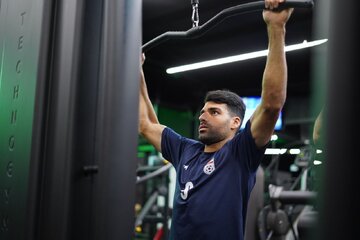 Iran : Entraînement de l'équipe nationale de football, le mardi 3 septembre 2024 au stade Foulad Shahr de la ville d’Ispahan au centre avant le match contre le Kirghizistan au troisième tour de qualification de la Coupe du monde 2026. (Photo : Rassoul Shojaï)