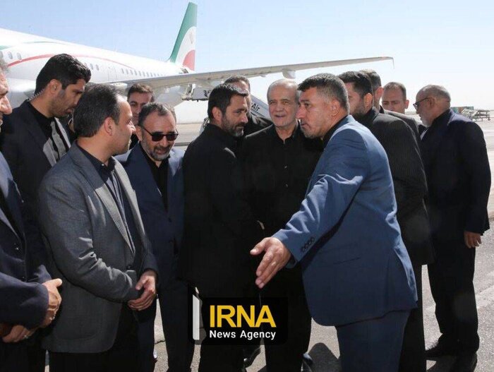 Pezeshkian arrives in Mashhad in 1st trip as Iranian president