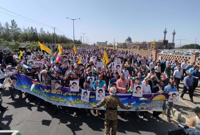 راهپیمایی مردم خراسان جنوبی در محکومیت جنایات اسرائیل + فیلم