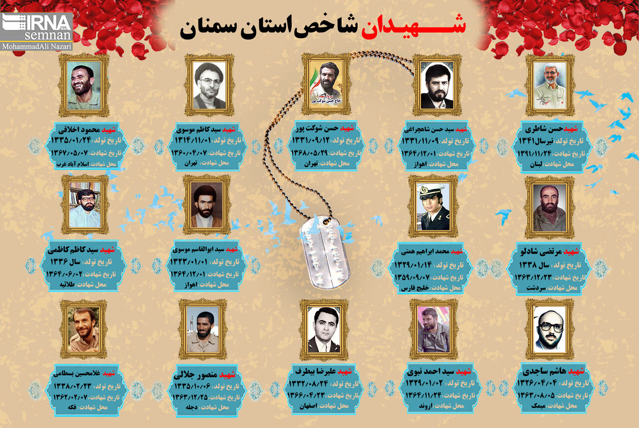 اینفوگرافیک | تعدادی از شهیدان شاخص استان سمنان