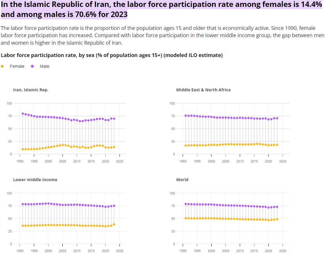 اشتغال ۱۴ درصدی زنان ایرانی؛ از منطقه جاماندیم