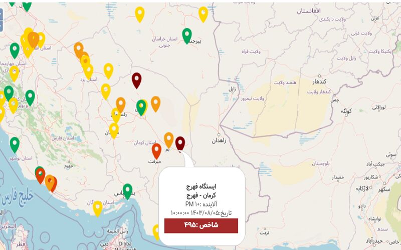 جولان گردوخاک در کرمان؛ شاخص آلایندگی ۲ شهر استان در وضعیت خطرناک قرار دارد