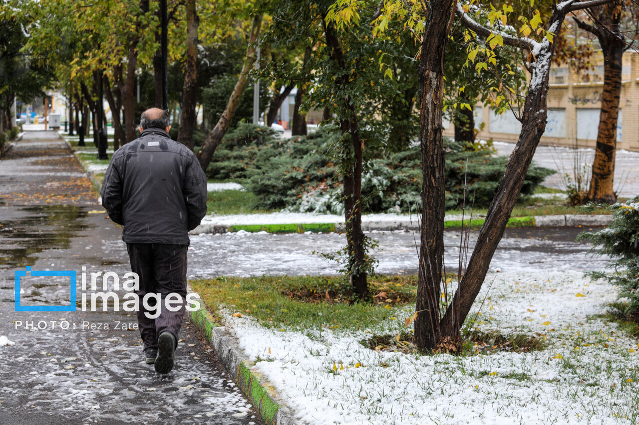 First autumn snow in Ardabil, northwest Iran