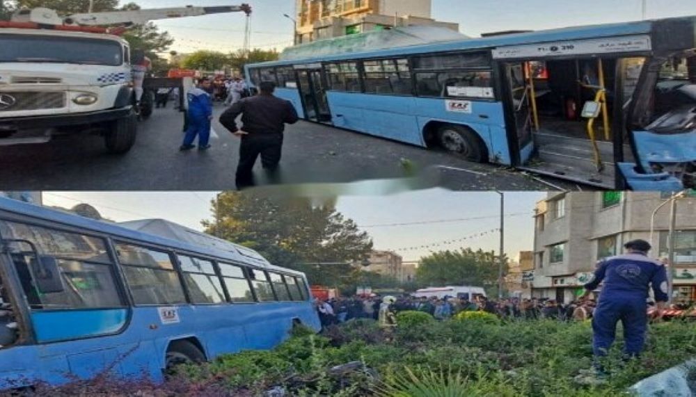 تصادف یک اتوبوس با چند خودرو در قم ۲ مصدوم برجای گذاشت