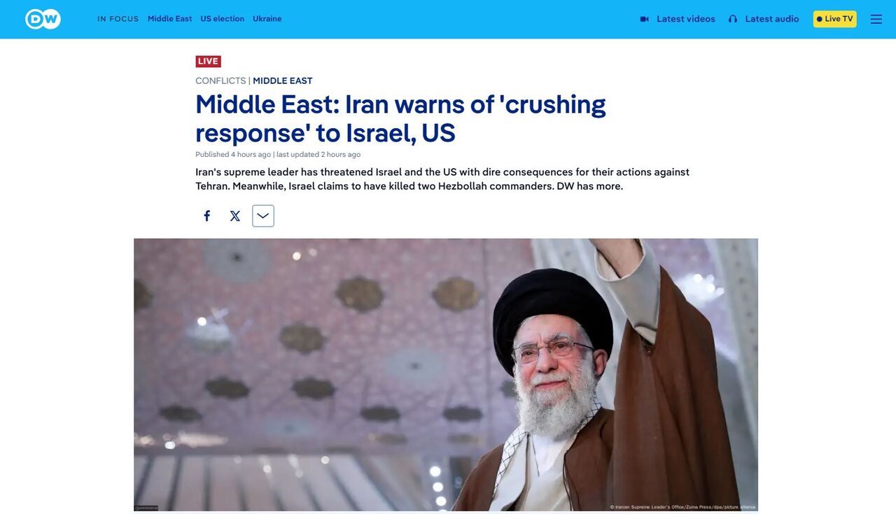 پاسخ «قاطع»، «کوبنده» و «دندانشکن»؛ کلیدواژههای رسانههای انگلیسیزبان از بیانات رهبری پاسخ «قاطع»، «کوبنده» و «دندانشکن»؛ کلیدواژههای رسانههای انگلیسیزبان از بیانات رهبری