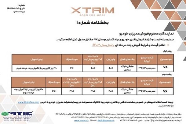 فروش نقدی با پرداخت چند مرحله ای اکستریم وی ایکس + جدول آبان ماه ۱۴۰۳