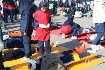 مانور زلزله در ۸۰۰ مدرسه قزوین برگزار شد