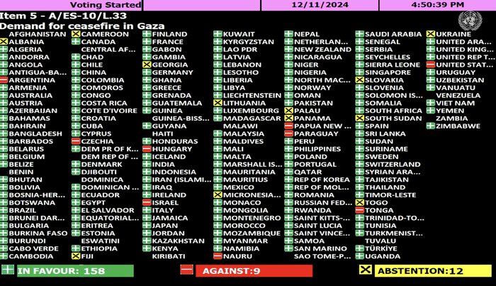UNGA adopts resolution, calls for immediate ceasefire in Gaza