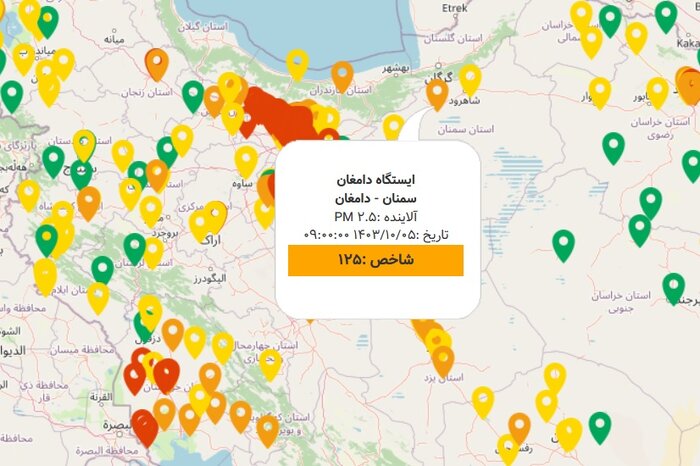 کیفیت هوای ایوانکی گرمسار قرمز و برای همه ناسالم شد