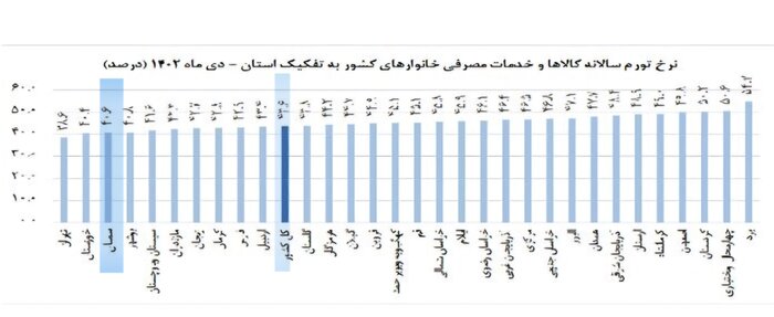 اعلام نرخ تورم سالانه منتهی به دی ۱۴۰۳؛ سمنان گرانترین استان کشور شد