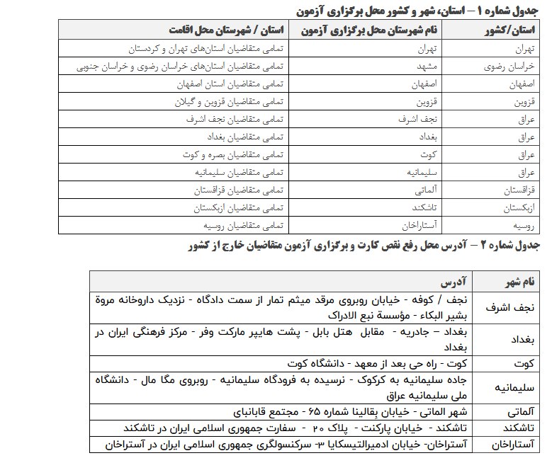 توزیع کارت از چهاردهمین آزمون مهارت زبان فارسی از 9 فوریه