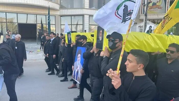 ادای احترام مردم عراق به سید حسن نصرالله؛ تشییع نمادین پیکر شهید مقاومت