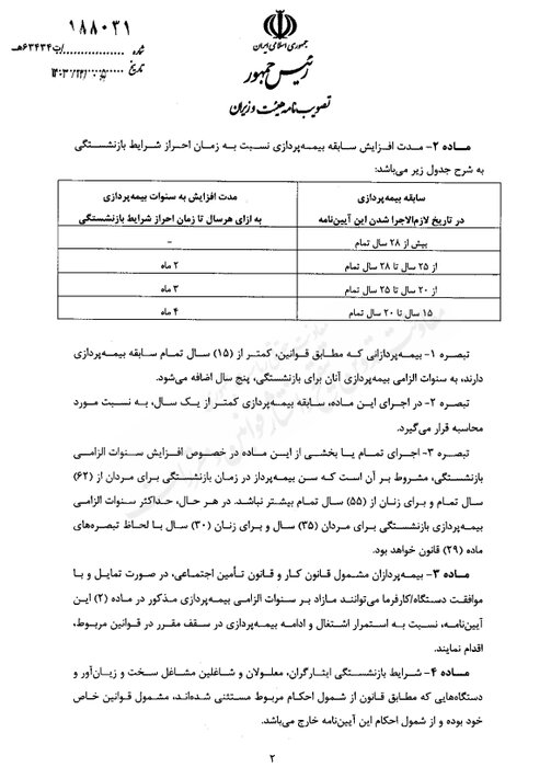 آیین نامه اجرایی قانون افزایش سن بازنشستگی ابلاغ شد