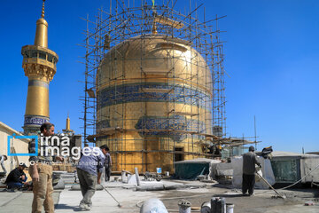 In photos: Imam Reza shrine dome washed ahead of Nowruz