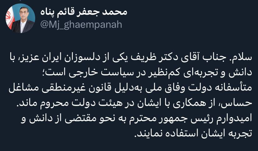 معاون اجرائی پزشکیان: فرزندم تابعیت هیچ کشوری ندارد/ظریف یکی از دلسوزان است