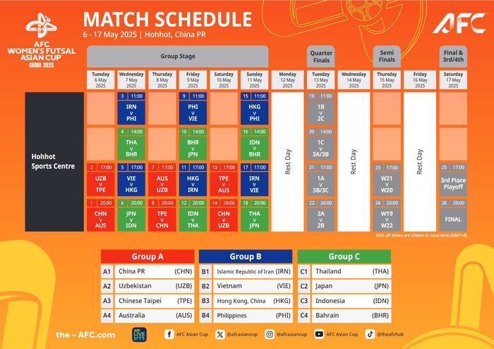 اعلام برنامه بازیهای جام ملتهای فوتسال بانوان