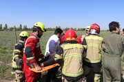 سقوط هواپیمای آموزشی در قزوین/۲ نفر مصدوم شدند