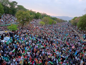 تظاهرات بزرگ همبستگی با فلسطین در پایتخت پاکستان + فیلم