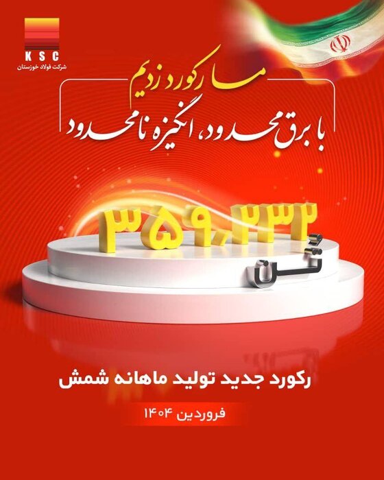 رکورد تولید ماهانه پس از دو سال در شرکت فولاد خوزستان شکسته شد 