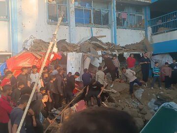 حمله هوایی مجدد صهیونیست‌ها به مدرسه ابوهمیسه در مرکز نوار غزه