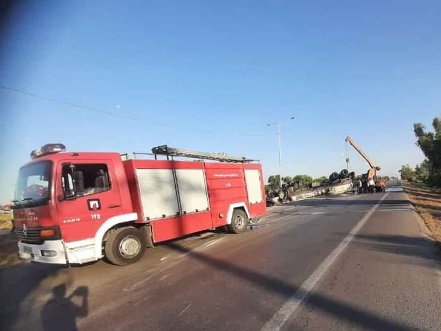 واژگونی تانکر سوخت در محور اندیمشک به شوش یک فوتی داشت